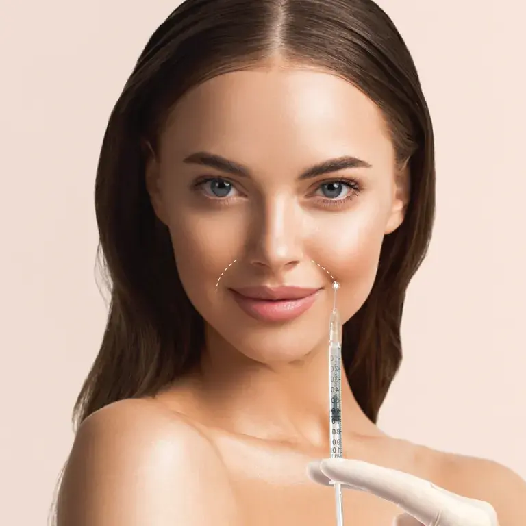 Women show Nasolabial Fillers treatment by injection (Dermal Fillers London)