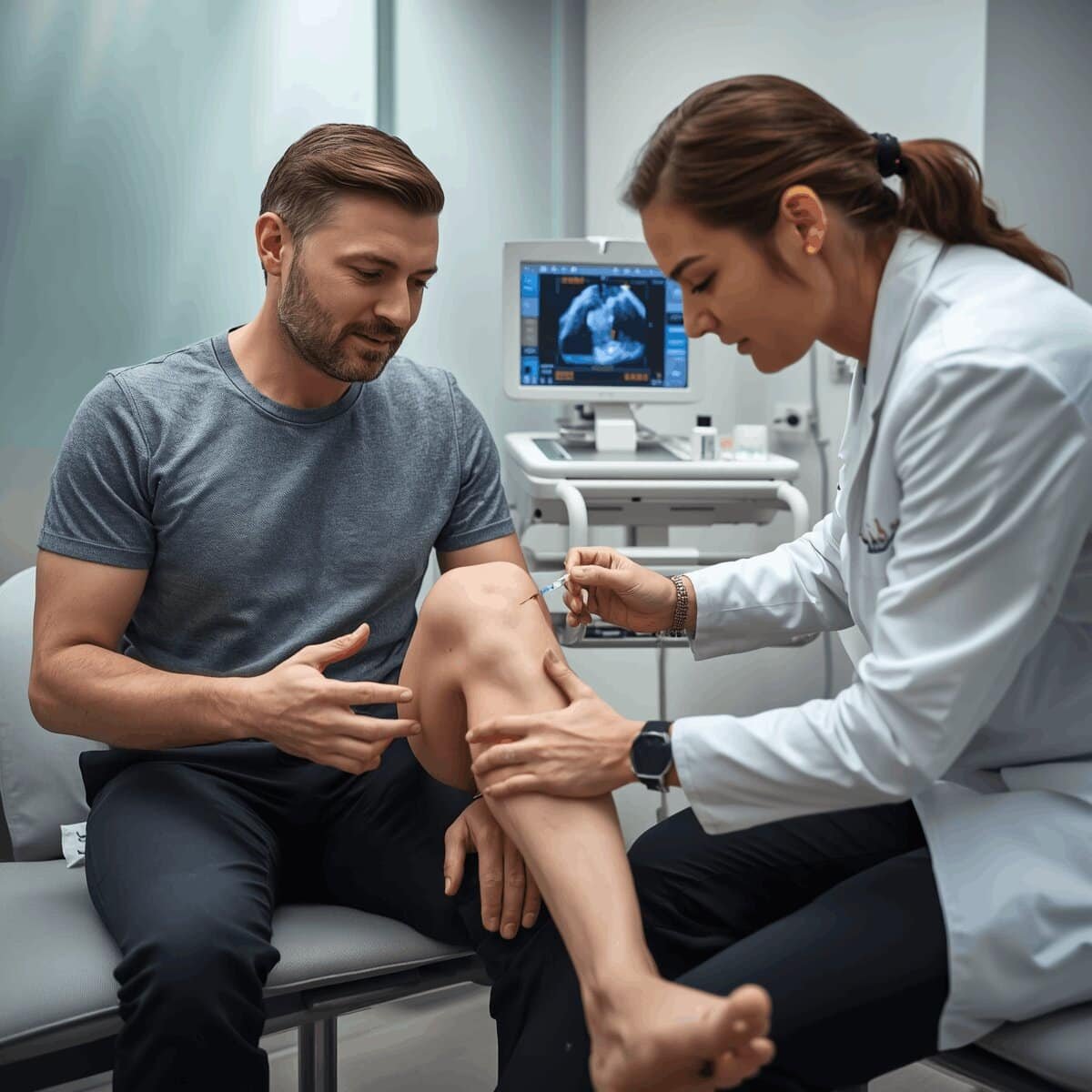 Close-up of knee joint anatomy illustration used to explain Arthrosamid injection placement and cost UK
