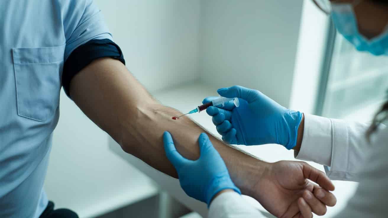 Medical professional drawing blood for P Shot