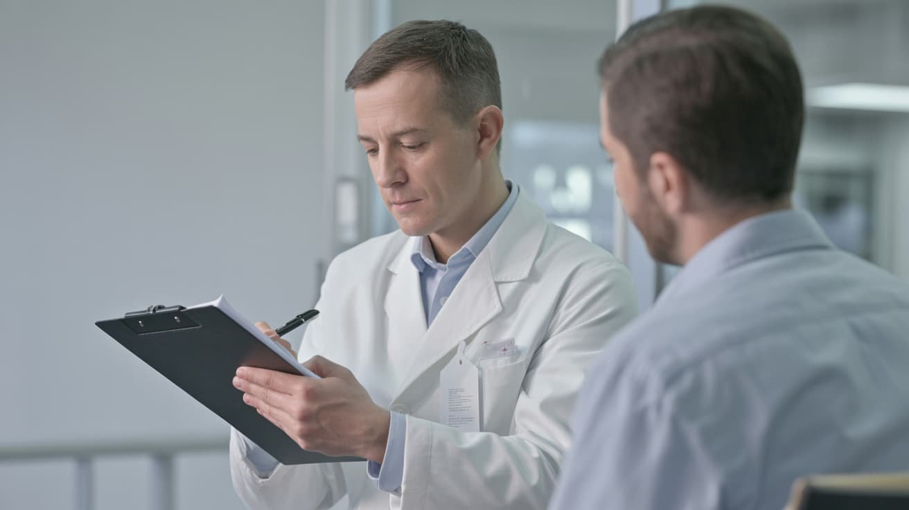 Doctor reviewing patient medical history before P-Shot treatment at a CQC-regulated London clinic