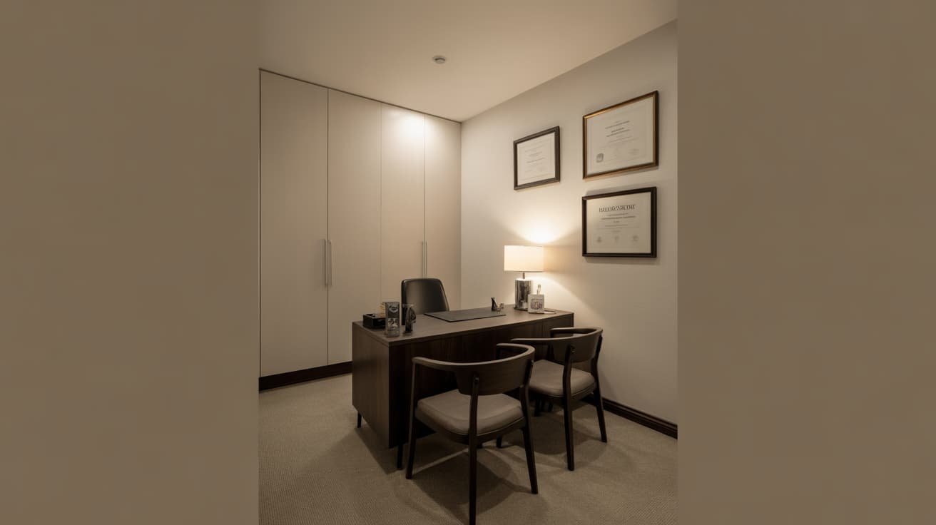 Private consultation room at Dr SNA Clinic, 48 Wimpole Street London, for men's health and P-Shot treatment