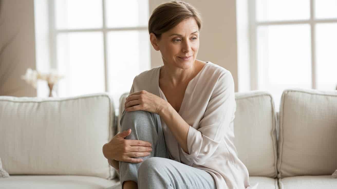 Woman holding her knee due to knee pain — common causes of knee pain in females explained