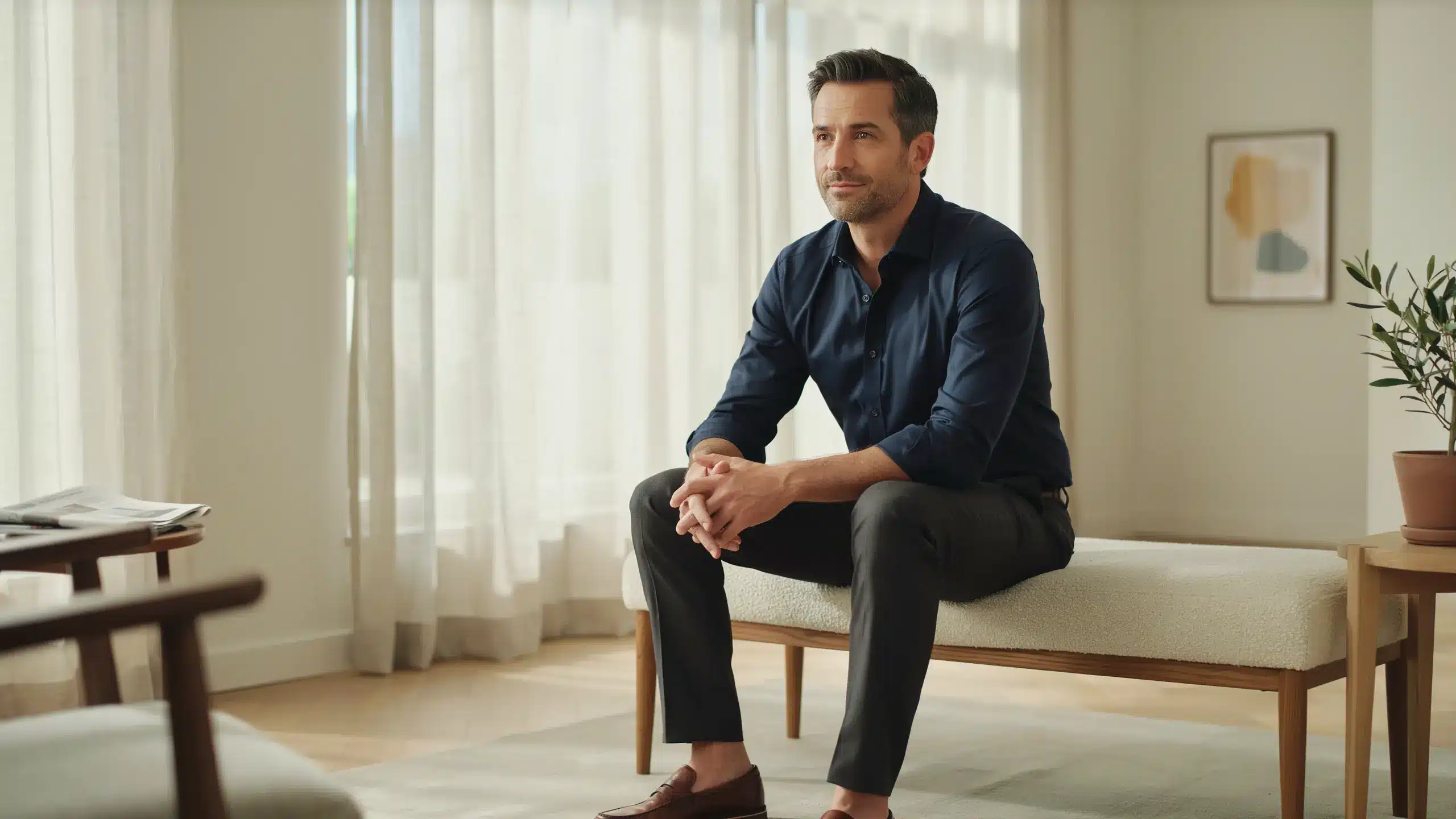 Confident man sitting calmly at a private clinic in the UK ready to discuss erectile dysfunction treatment options including the P-Shot and Viagra alternatives
