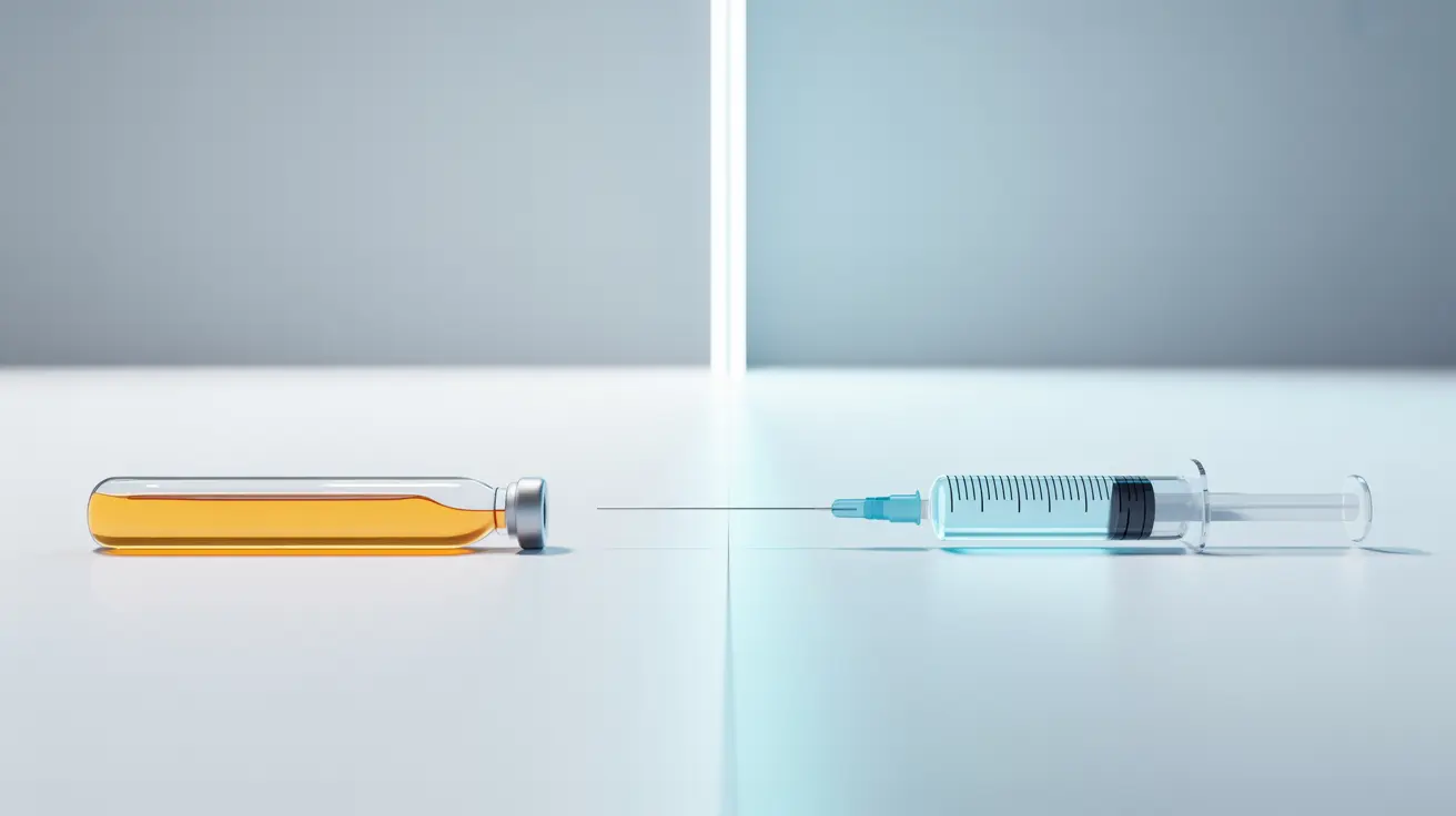 A clean medical comparison showing a vial of golden platelet rich plasma used in the P Shot Priapus Shot treatment alongside a synthetic hyaluronic acid filler syringe illustrating the safety and biological difference between the two penile injection options