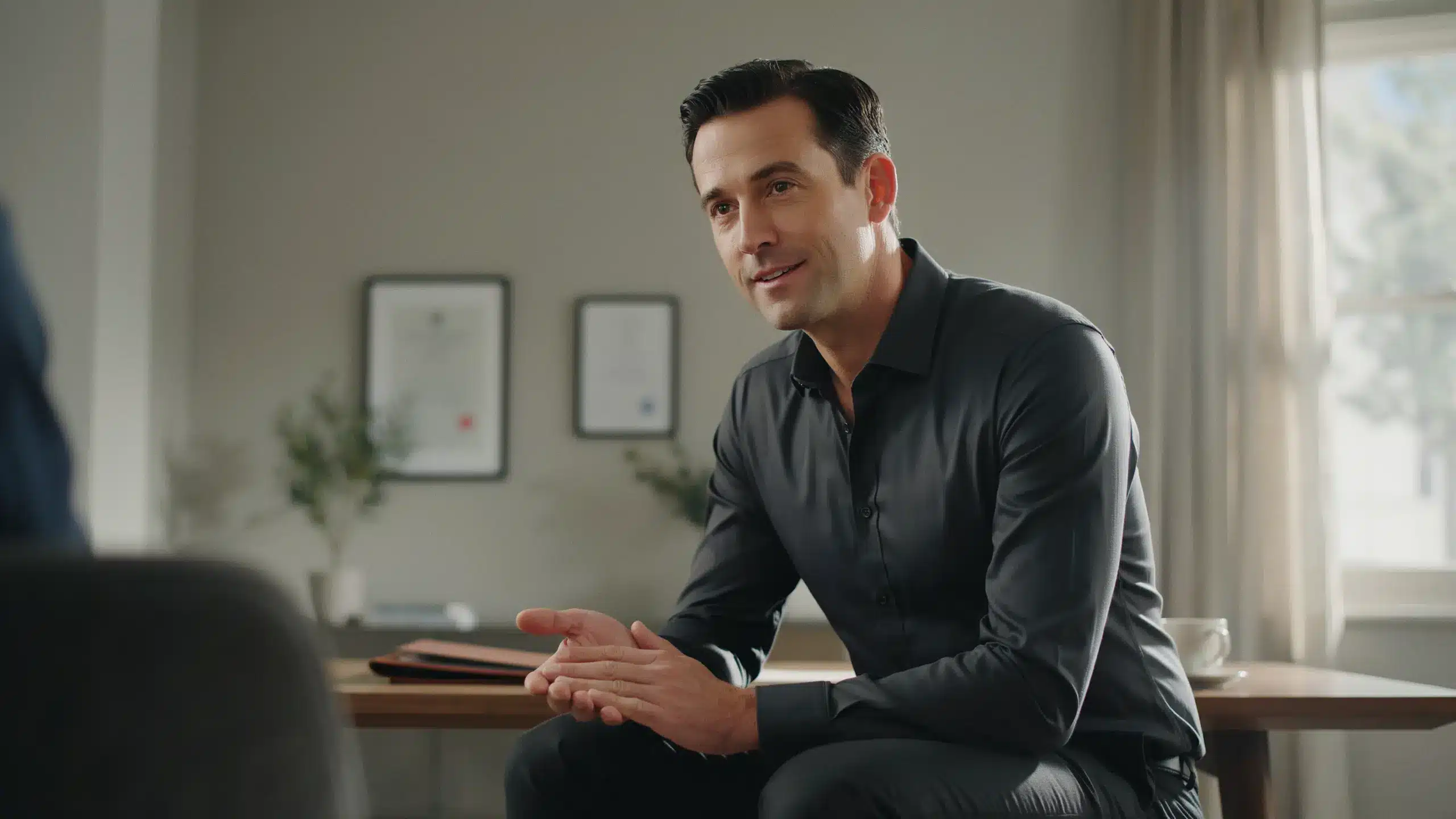 Private specialist doctor explaining advanced erectile dysfunction treatment options including the P-Shot PRP therapy during a consultation at a London clinic