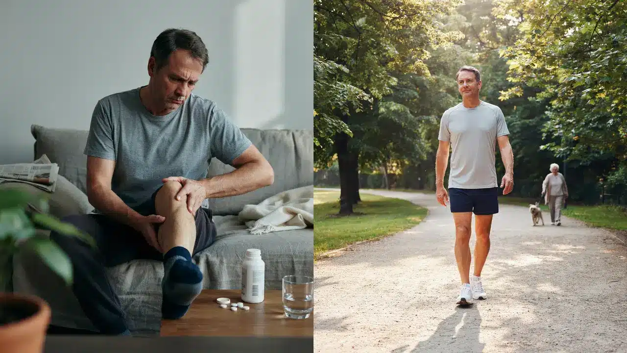 Man avoiding common knee arthritis mistakes and choosing active recovery showing what not to do with knee arthritis guide by Dr SNA Clinic London