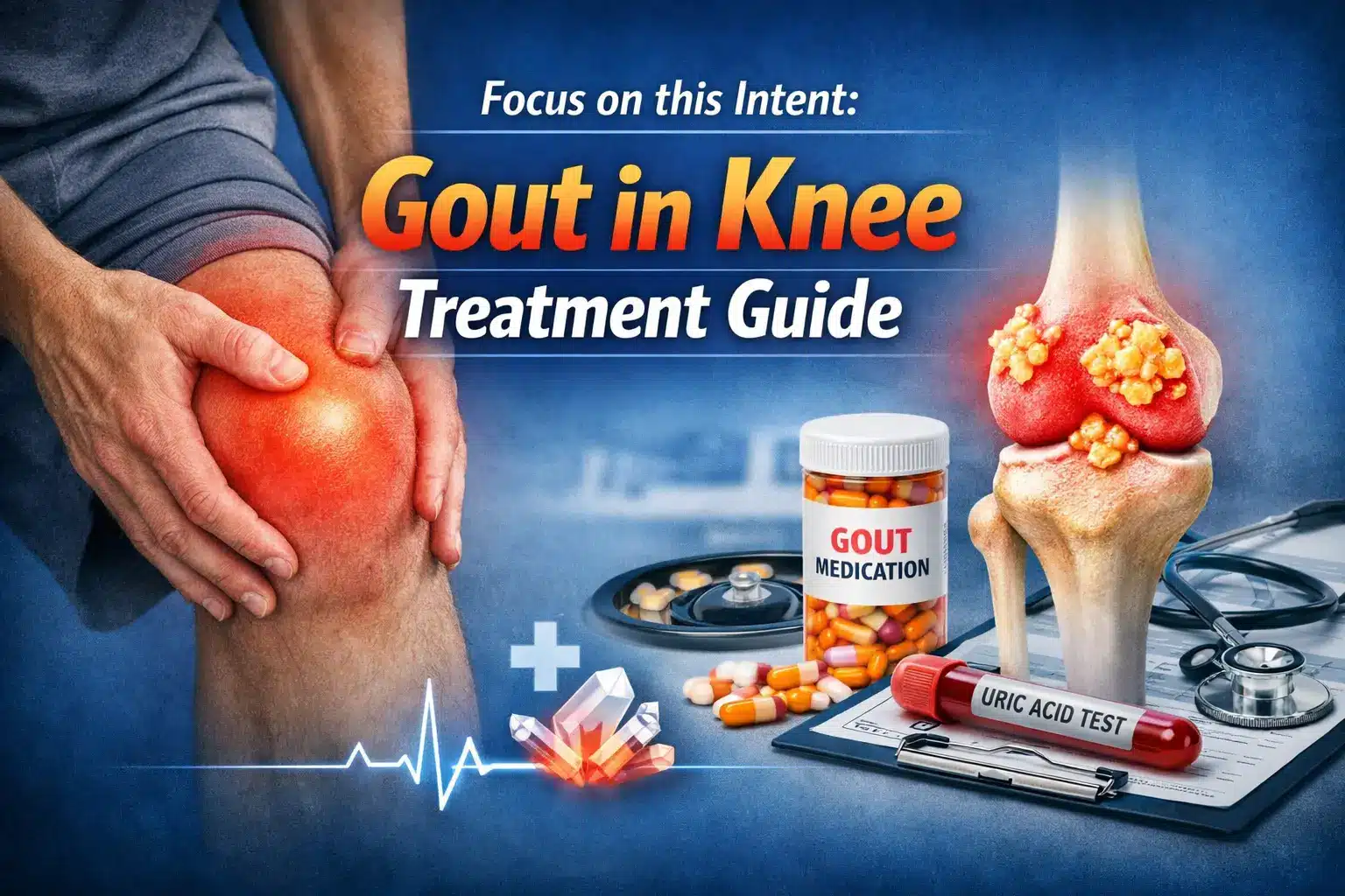 Gout in knee treatment guide medical feature image